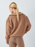 John Lewis Boucle Half Zip Lounge Top, Caramel