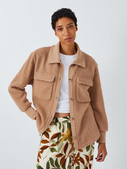 John Lewis Boucle Shacket, Caramel, Caramel