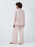 John Lewis Cotton Herringbone Pyjama Set, Silver Pink/Ivory