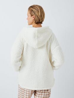 John Lewis Half Zip Borg Lounge Top - view 2, Ivory