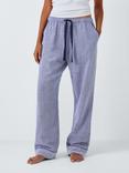 John Lewis Cotton Herringbone Pyjama Bottoms, Navy/Ivory