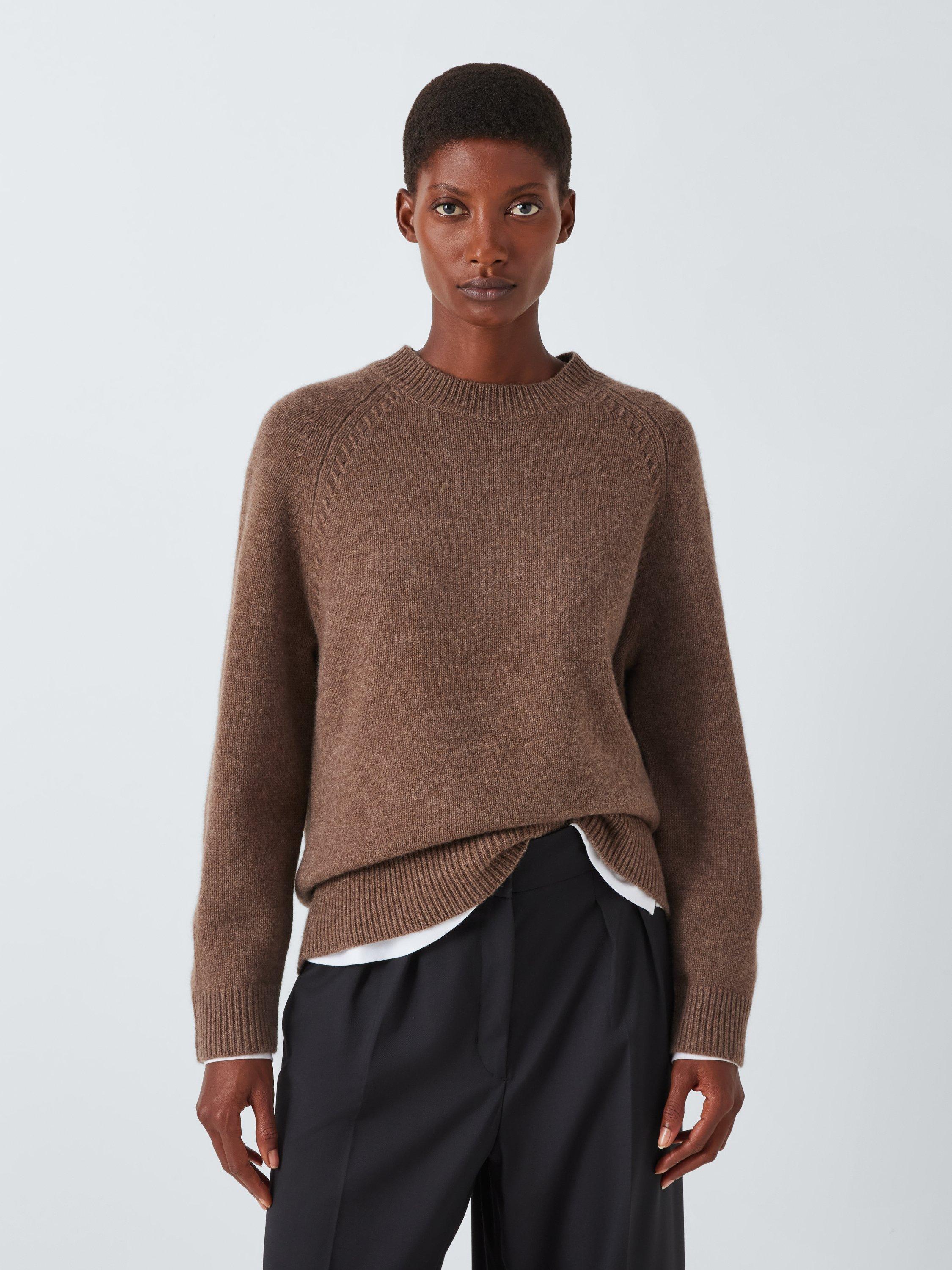 John Lewis Cashmere Lofty Knit Crew Neck Jumper Chesnut