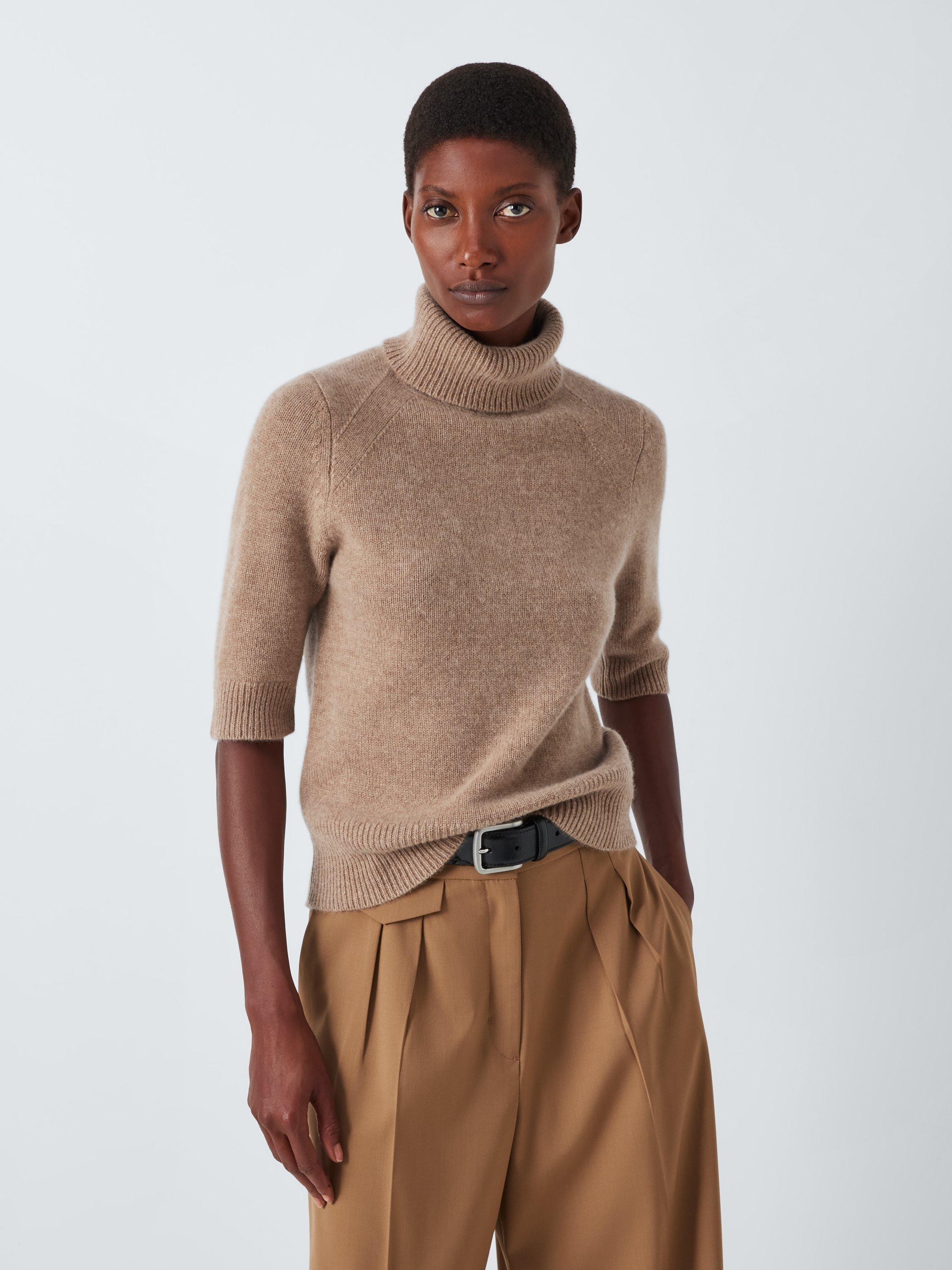 John Lewis Cashmere Half Sleeve Roll Neck Jumper Camel Camel