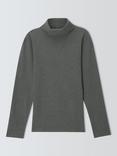 John Lewis Rib Roll Neck Top, Grey