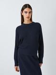 John Lewis Wool Blend Batwing Sweater, Navy