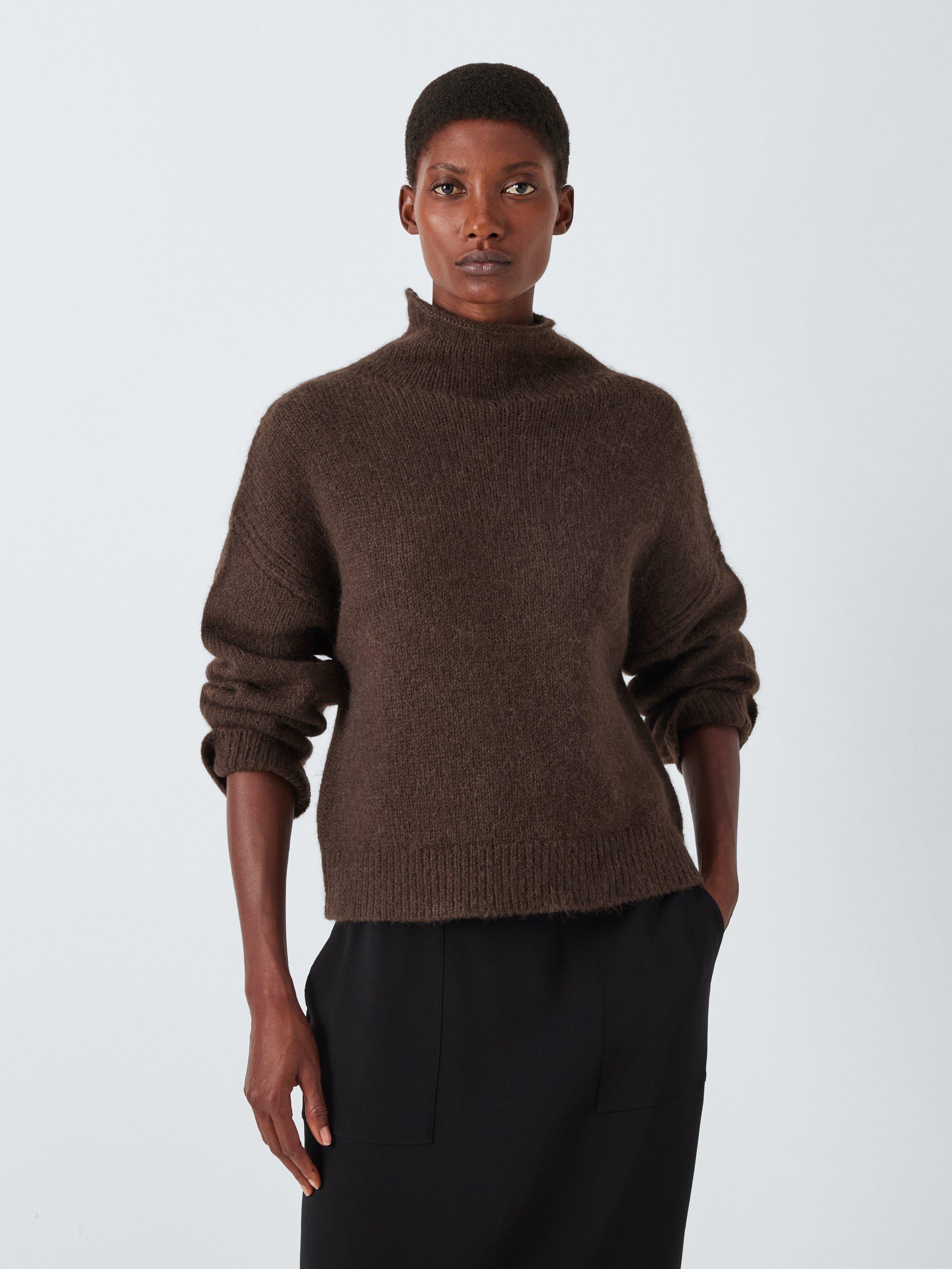 John Lewis Wool Blend With Alpaca Turtleneck Jumper, Chocolate
