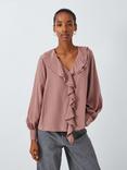 John Lewis Silk Frill Blouse, Mauve