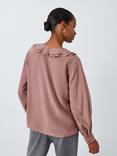 John Lewis Silk Frill Blouse, Mauve