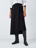 John Lewis Wool Blend Wrap Midi Skirt, Black