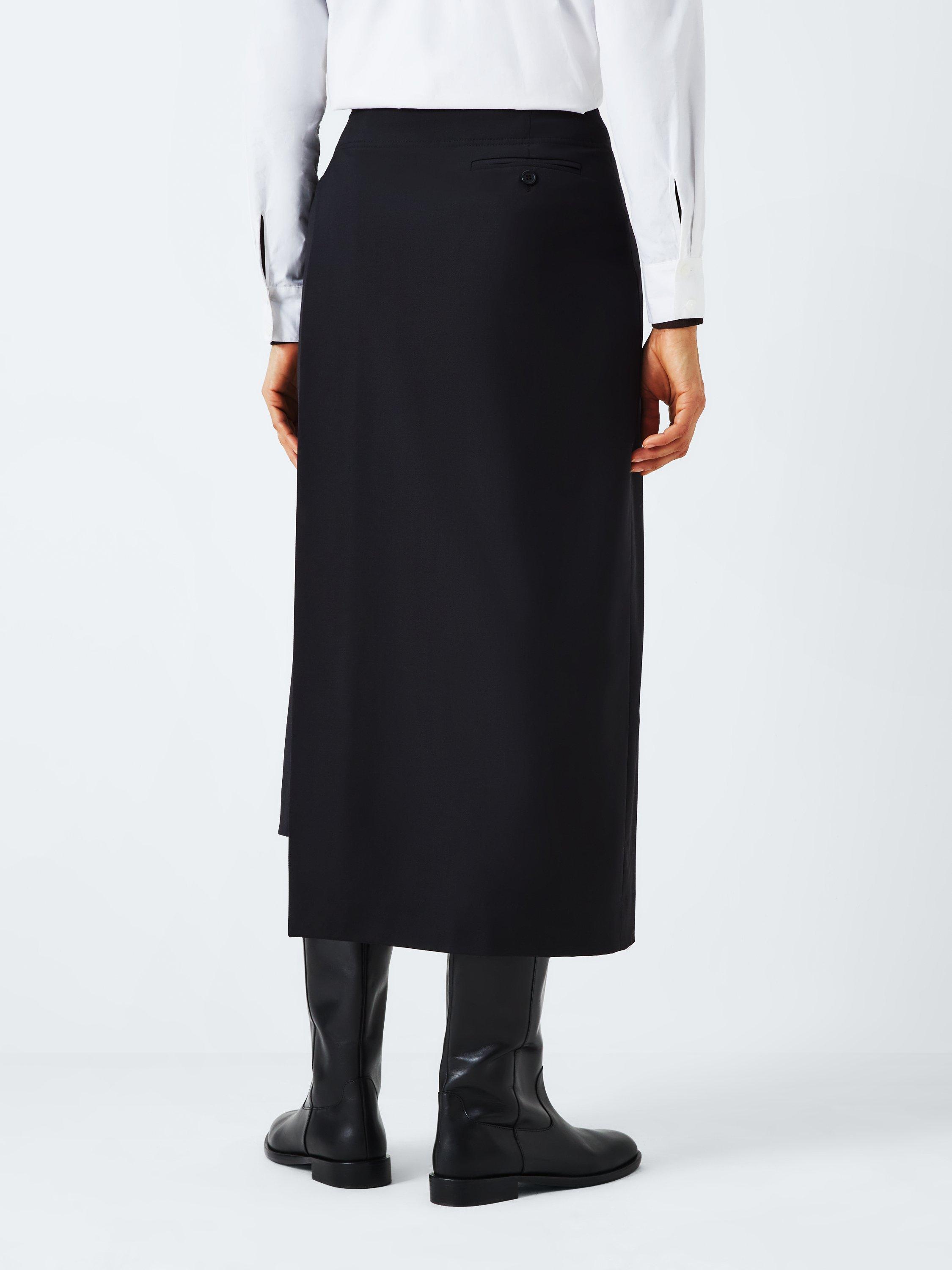 John Lewis Wool Blend Wrap Midi Skirt Black