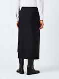 John Lewis Wool Blend Wrap Midi Skirt, Black