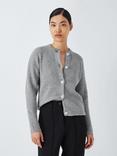 John Lewis Diamonte Button Cardigan, Grey Marl