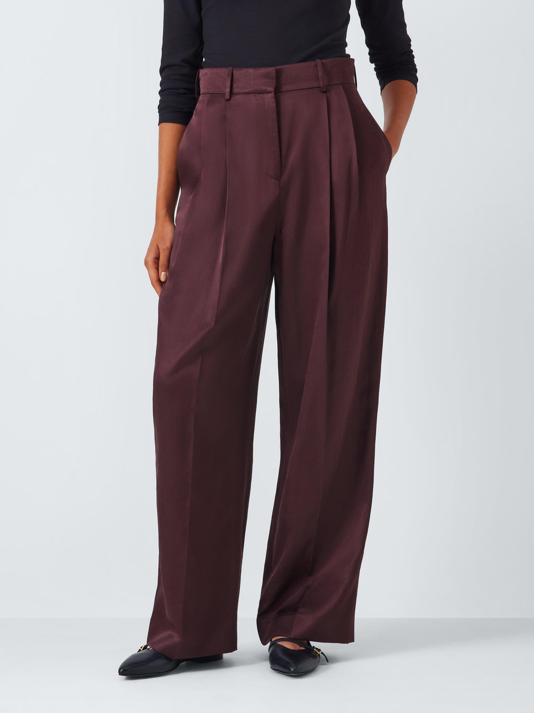 John Lewis Wide Leg Satin Trousers Berry