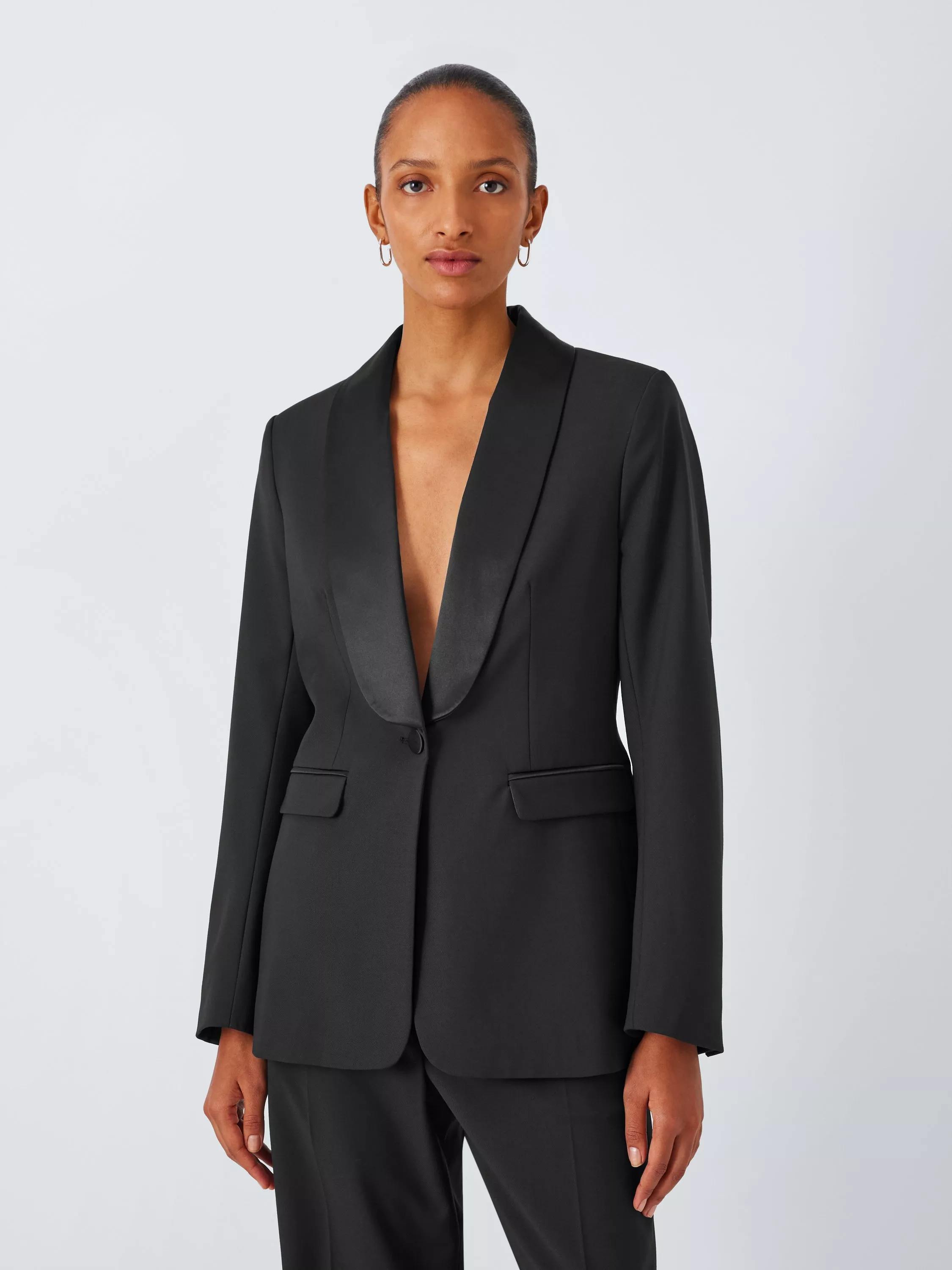 John Lewis Single Breasted Tuxedo Jacket Black