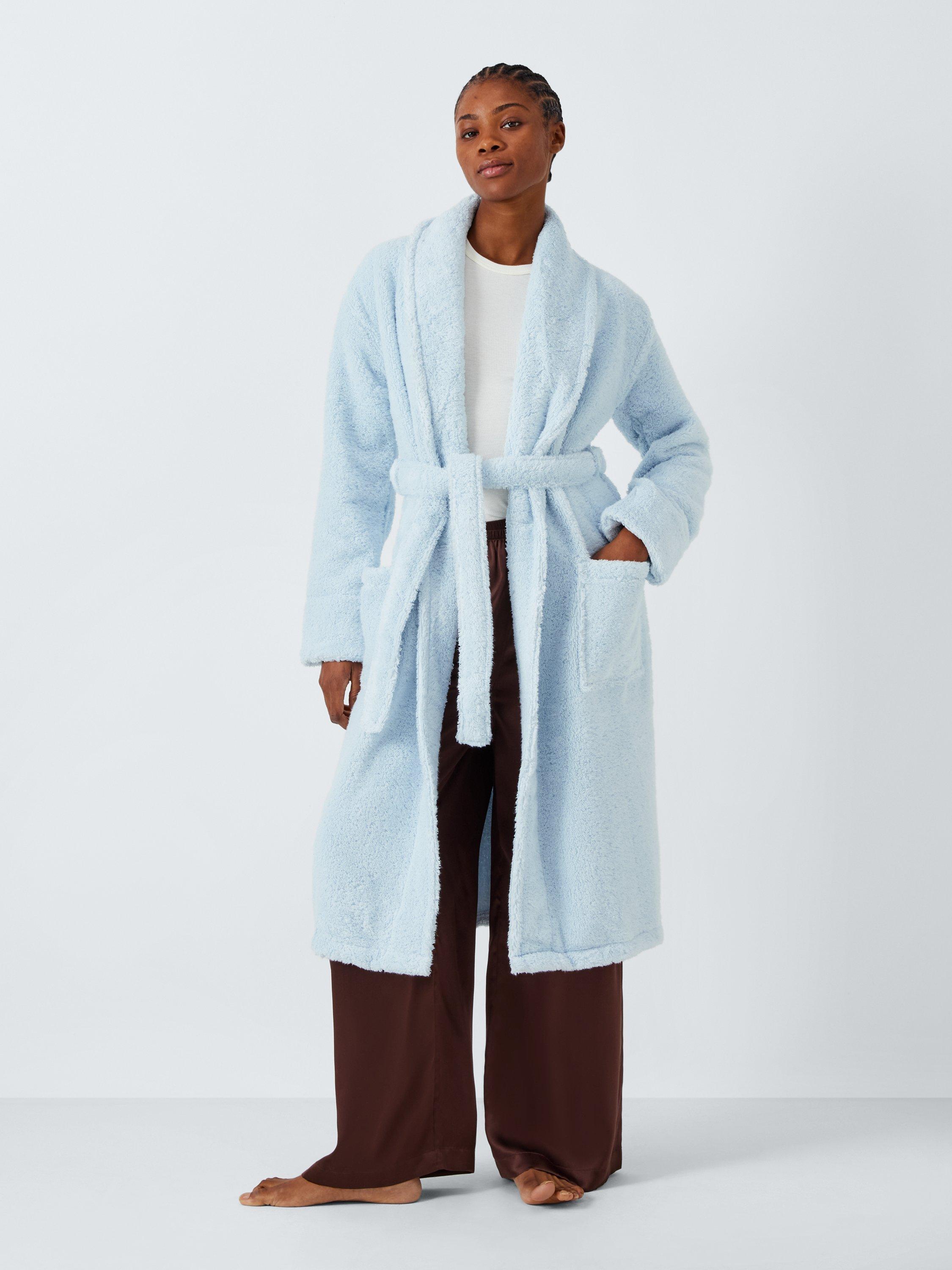 John Lewis Luxury Organic Cotton Blend Towelling Dressing Gown Blue