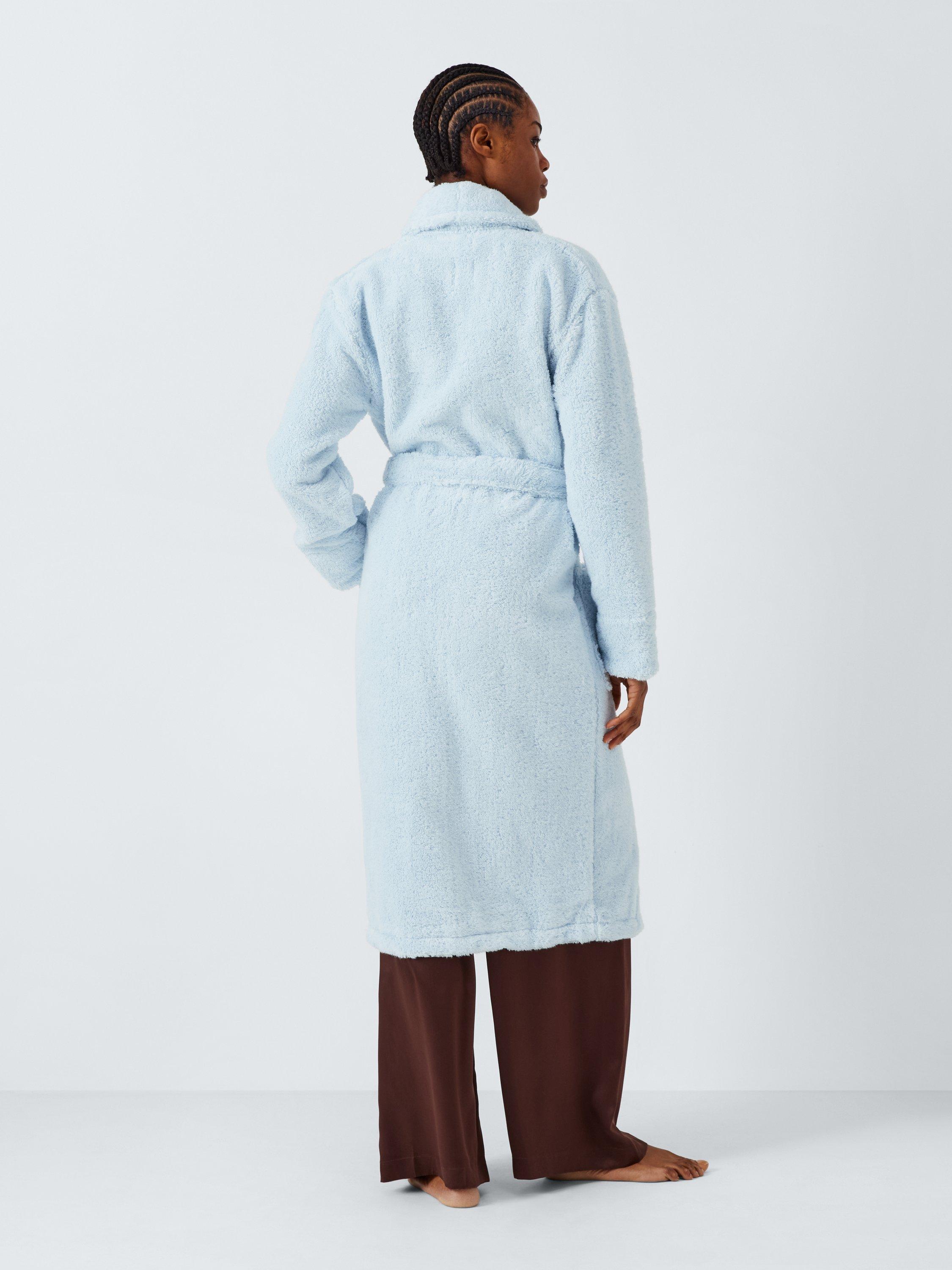 John Lewis Luxury Organic Cotton Blend Towelling Dressing Gown Blue