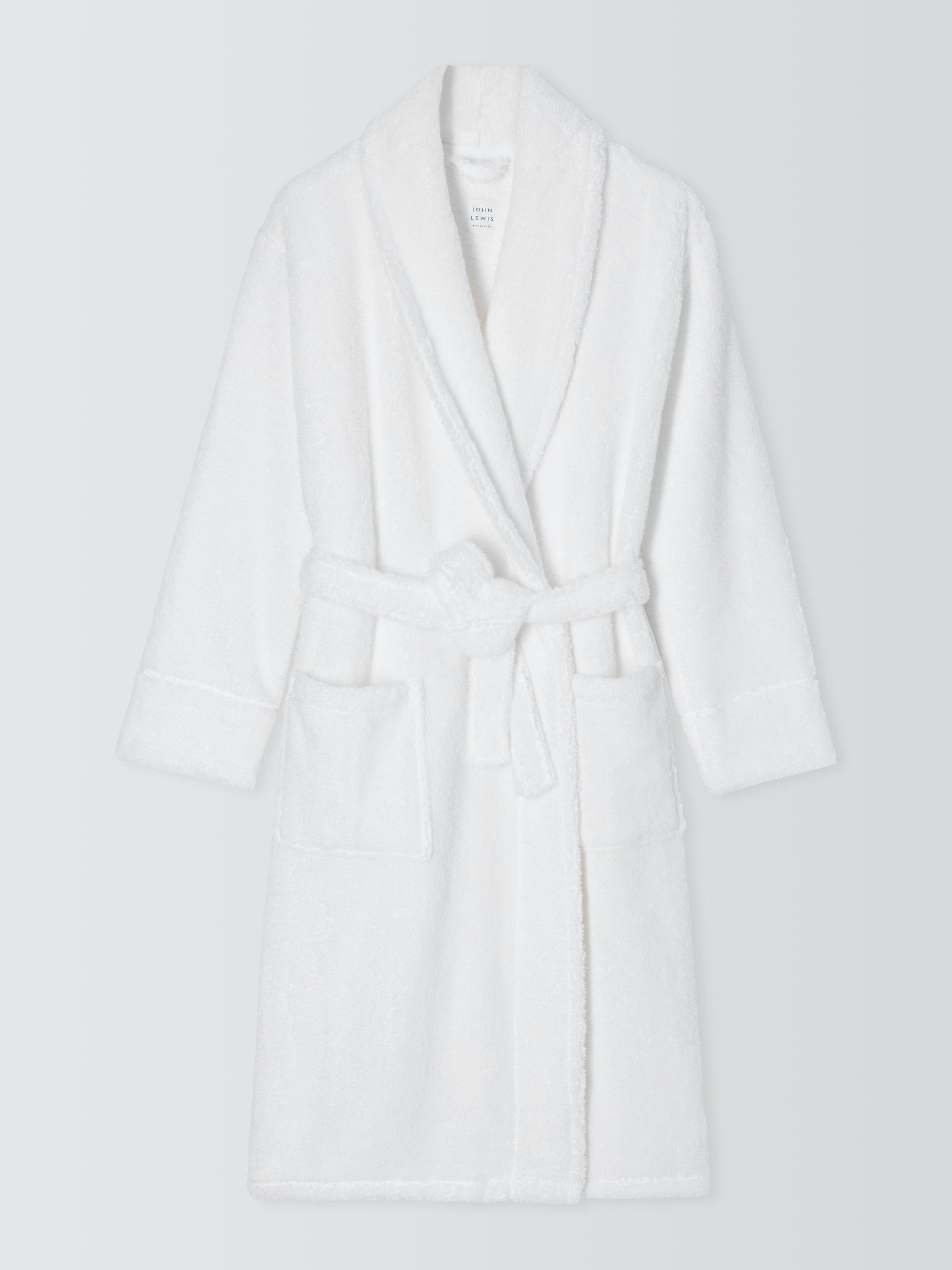 John Lewis Luxury Organic Cotton Blend Towelling Dressing Gown White