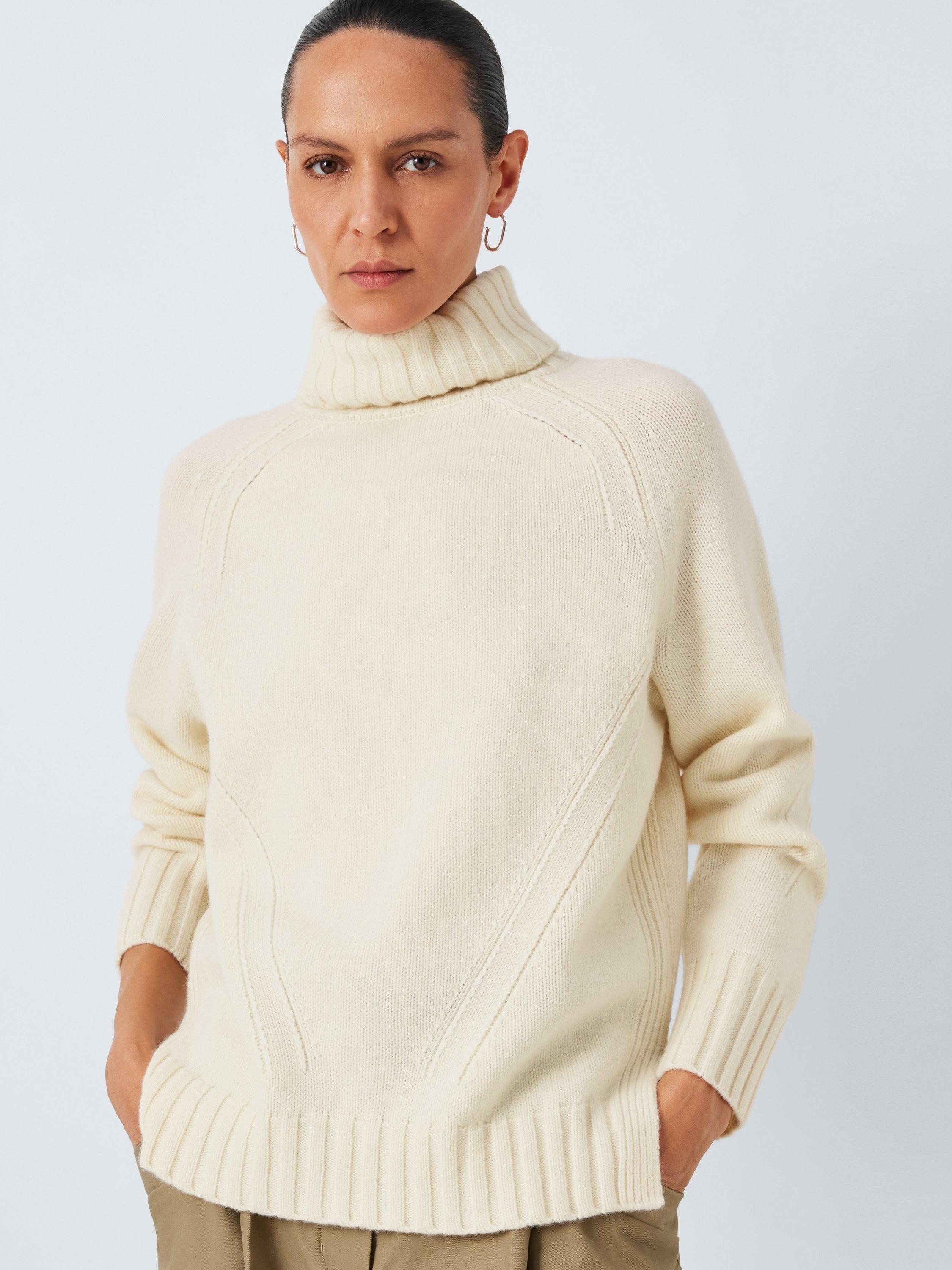 John Lewis Donegal Wool Blend Roll Neck Jumper, Winter White