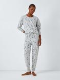 John Lewis Christmas Skier Pyjama Set, Light Blue