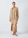 John Lewis Longline Open Neck Wool Blend Cardigan, Caramel