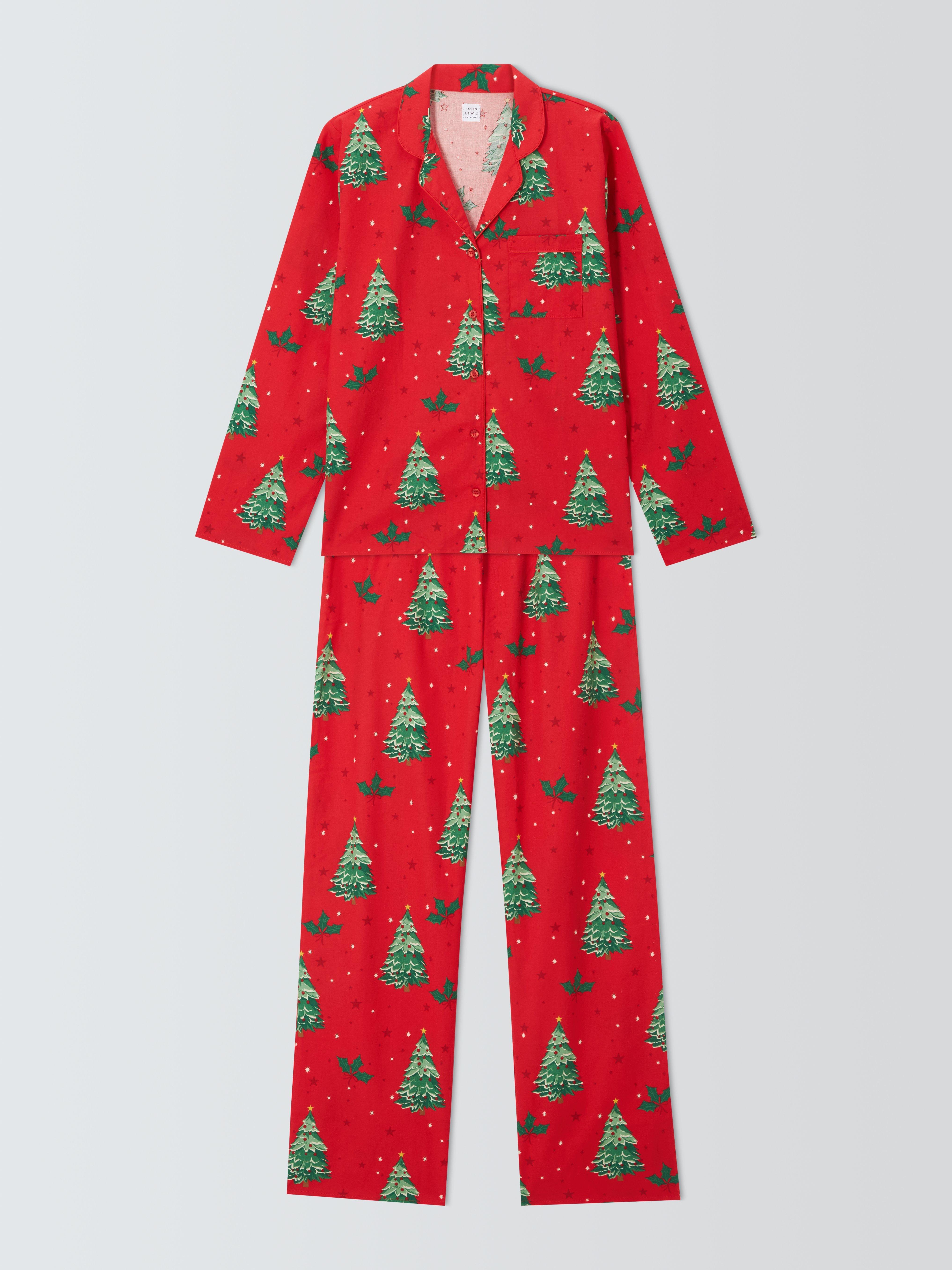 John Lewis Family Christmas Tree Pyjama Set Red