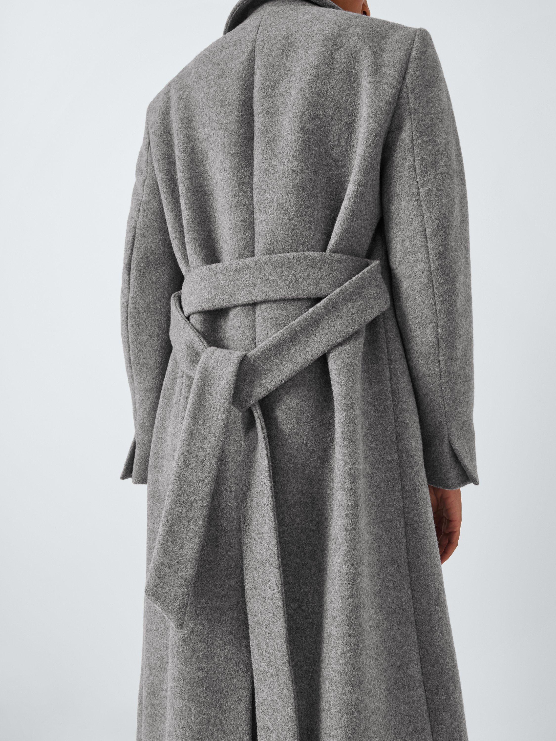 John Lewis Wool Blend Tailored Wrap Coat Grey