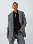 John Lewis Oversized Herringbone Wool Blend Jacket, Black/White