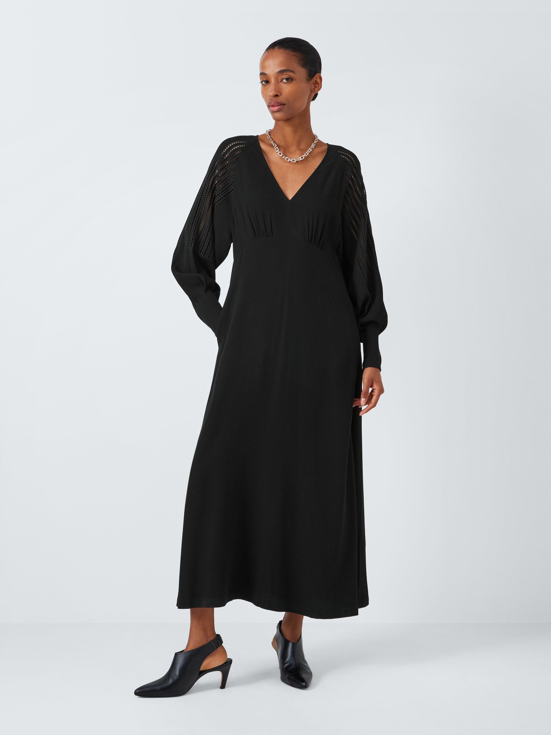 John Lewis Cutwork Batwing Midi Dress Black