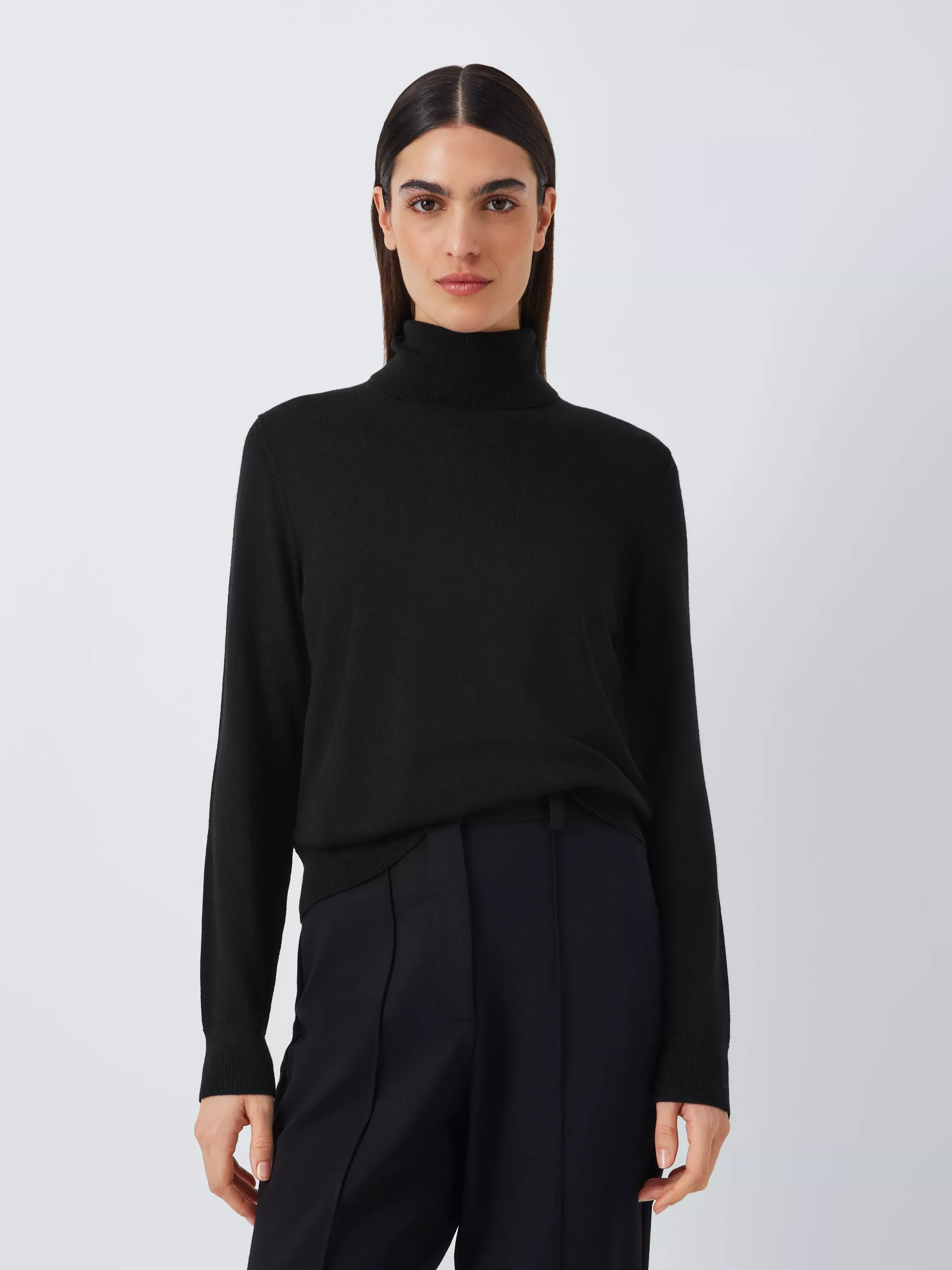 Women s Black Roll Neck Knitwear John Lewis Partners