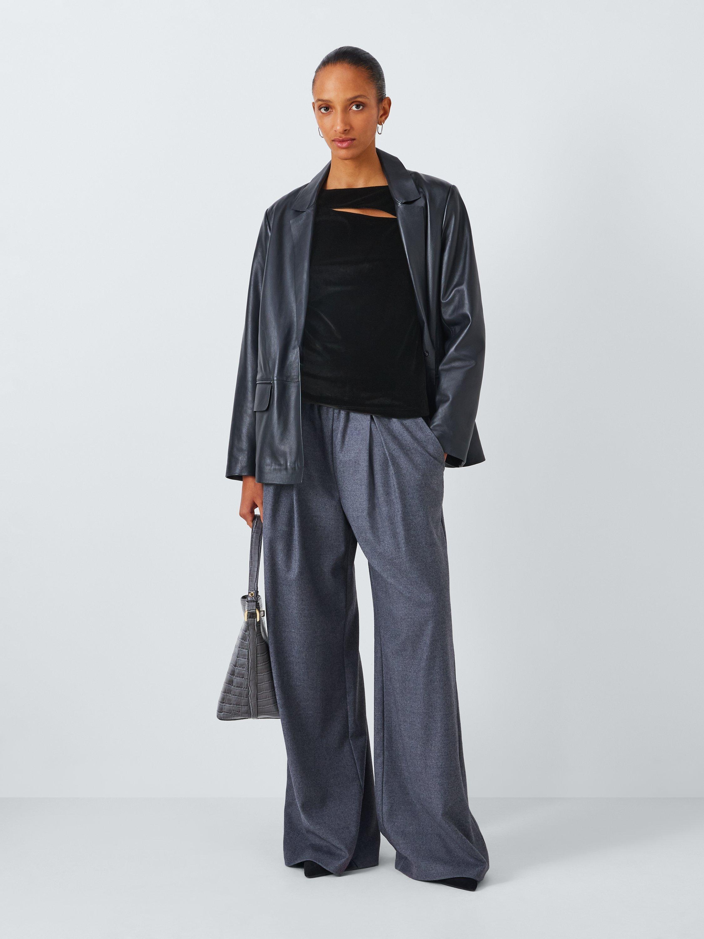 Product image 3 of 6, which shows John Lewis Long Sleeve Cut Out Velvet Top, Black, 8