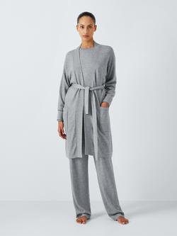 John Lewis Cotton Cashmere Dressing Gown, Toffee, Grey