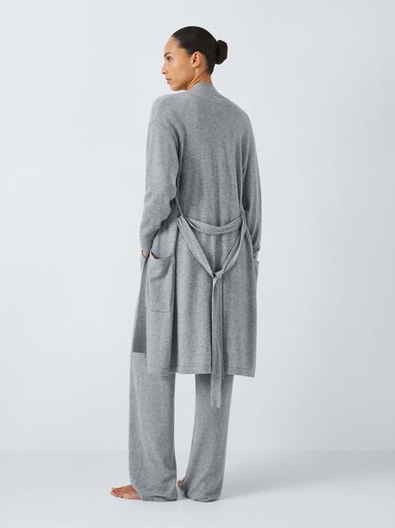 John Lewis Cotton Cashmere Dressing Gown, Toffee - view 2, Grey