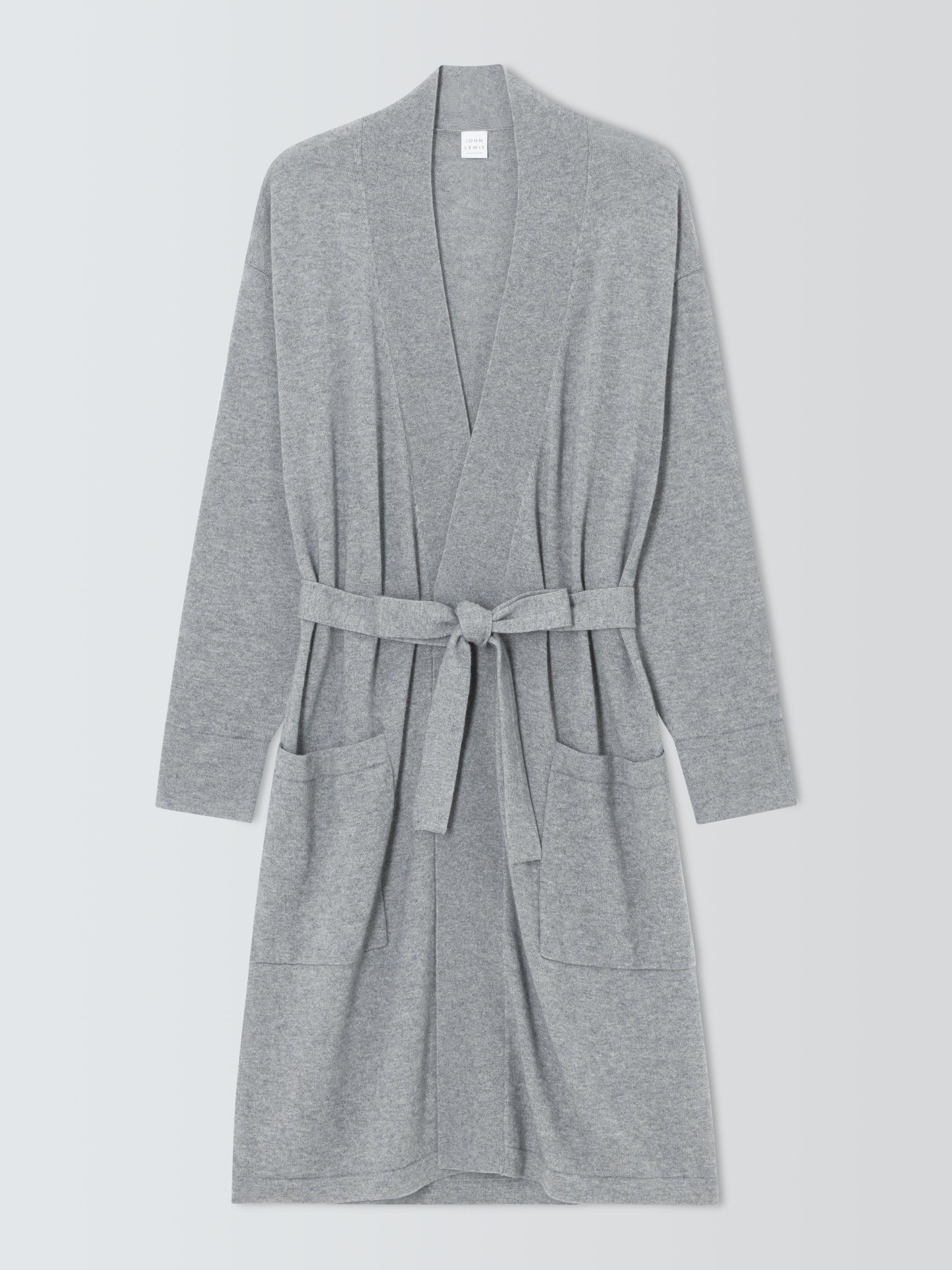 John Lewis Cotton Cashmere Dressing Gown Toffee Grey