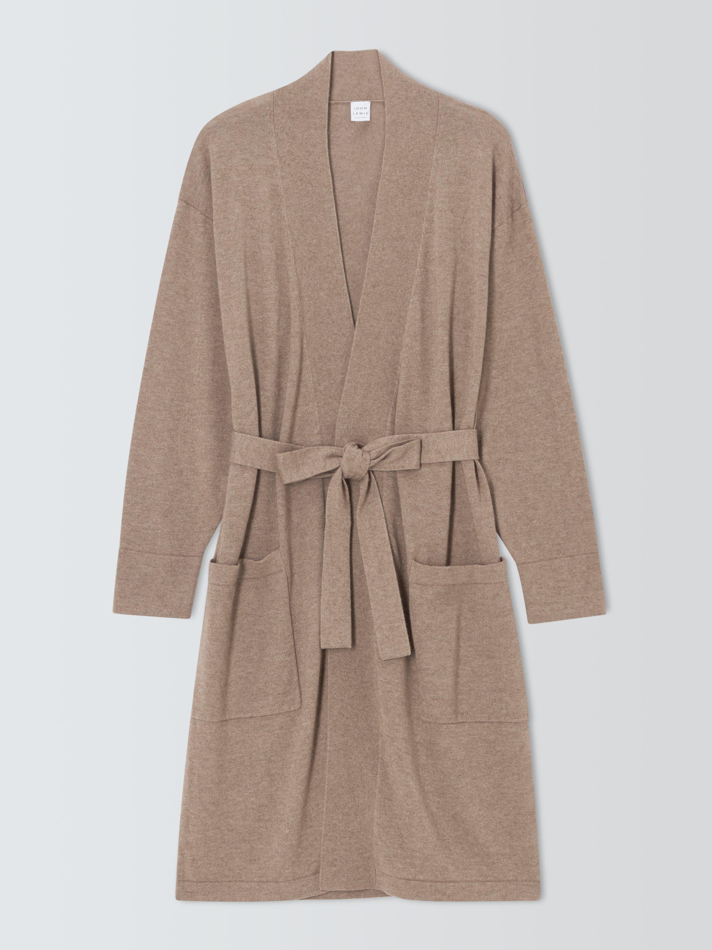 John Lewis Cotton Cashmere Dressing Gown, Toffee, Toffee