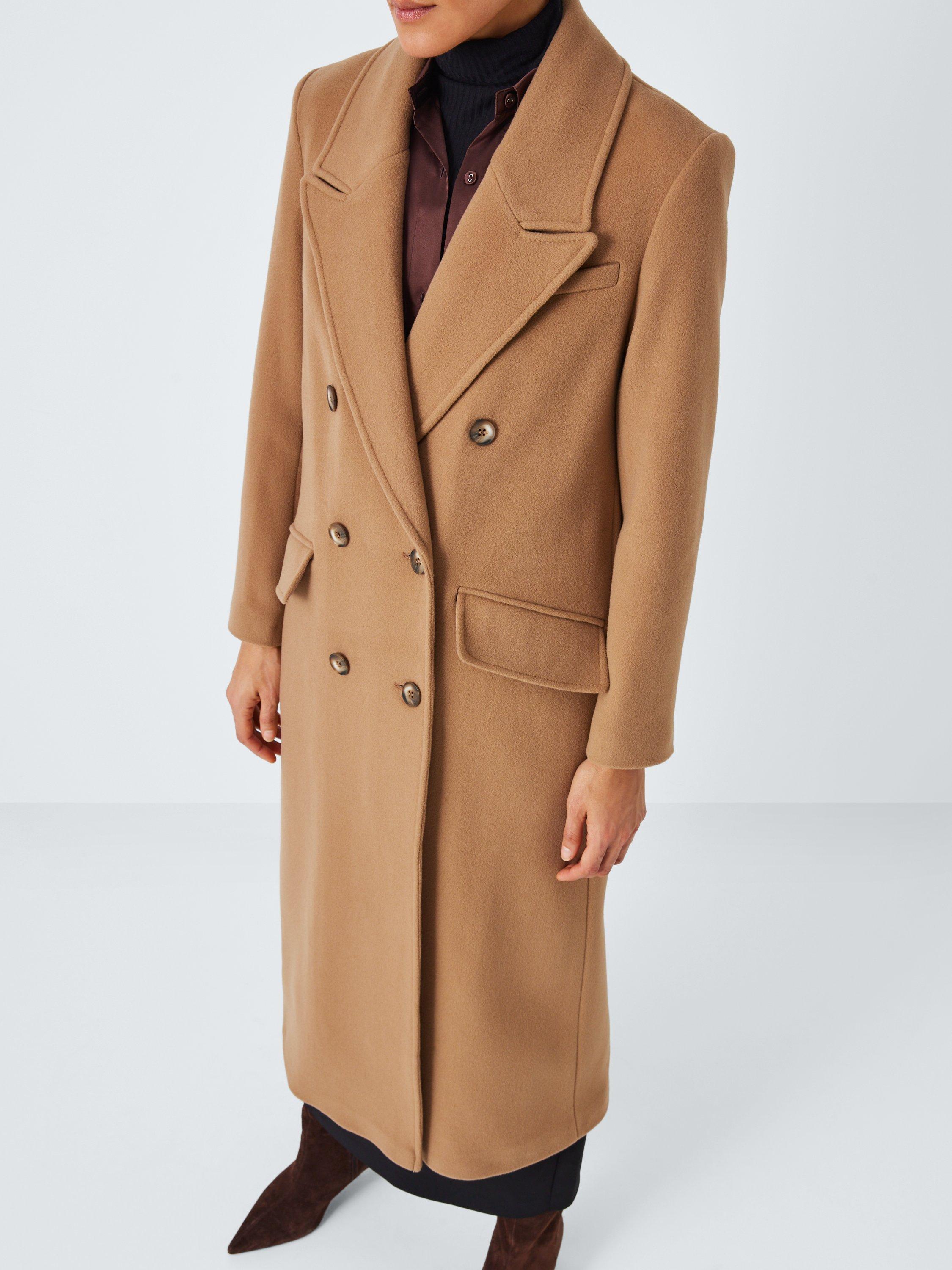 John Lewis Double Breasted Cashmere Blend Wool Coat Camel