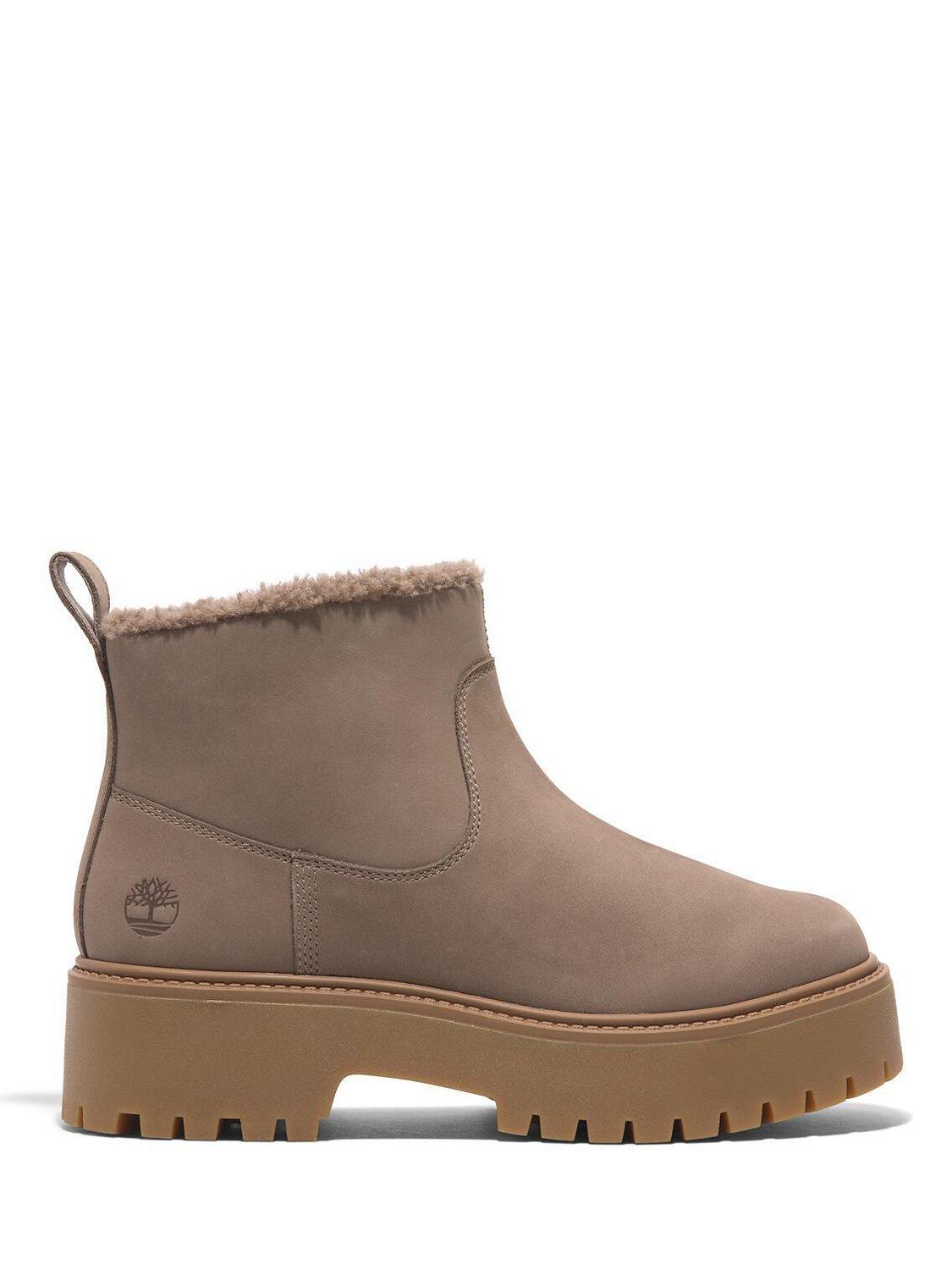 Timberland Stone Street Suede Faux Fur Lined Ankle Boots Taupe