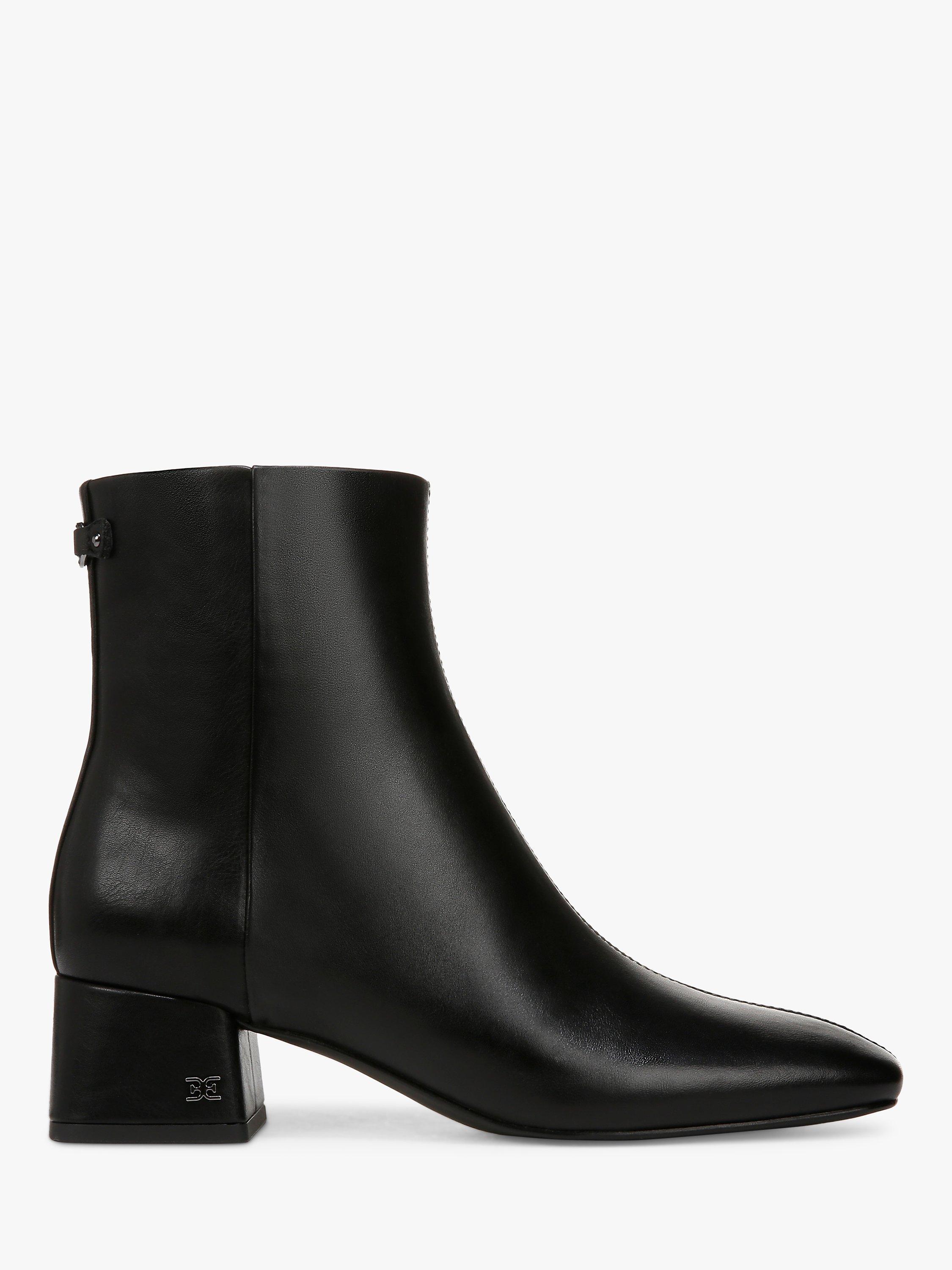 Sam Edelman Paige Leather Block Heel Ankle Boots, Black 001