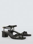 John Lewis Ivie Block Heel Reptile Print Strappy Leather Sandals, Black