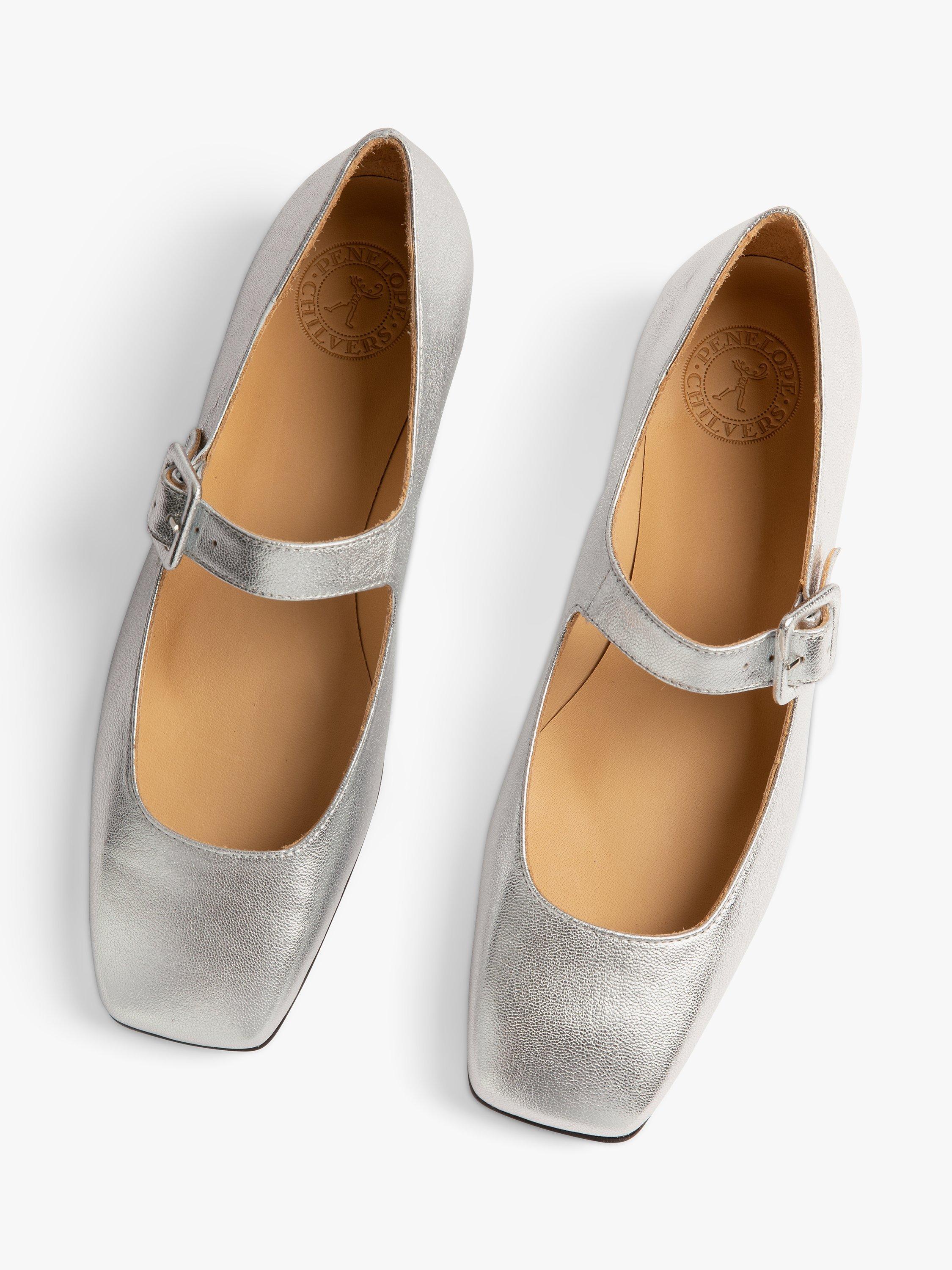 Penelope Chilvers Leather Mary Jane Shoes, Silver, 7
