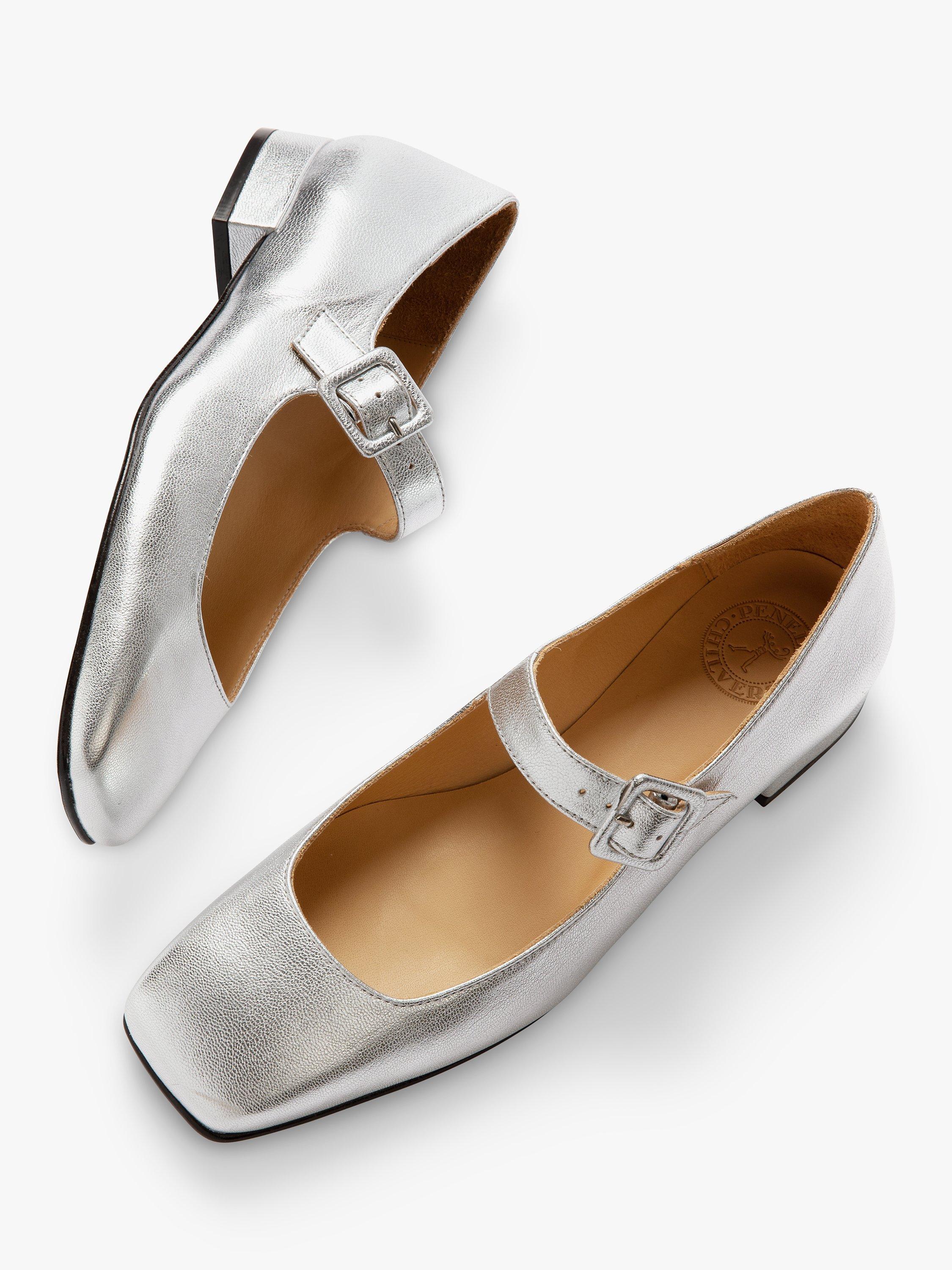 Penelope Chilvers Leather Mary Jane Shoes, Silver, 7