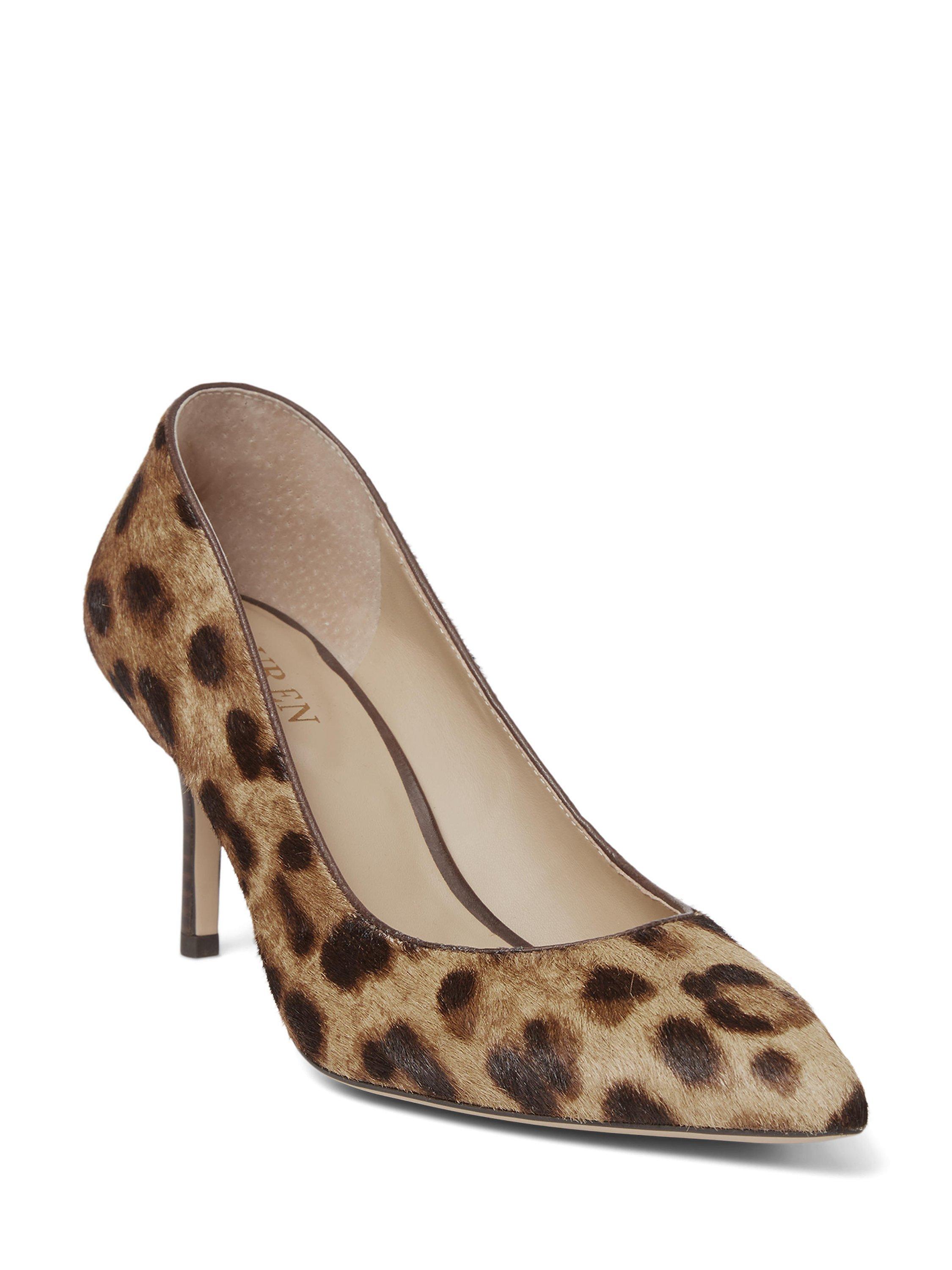 Lauren Ralph Lauren Lannette Leather Leopard Pointed Courts Chestnut Brown