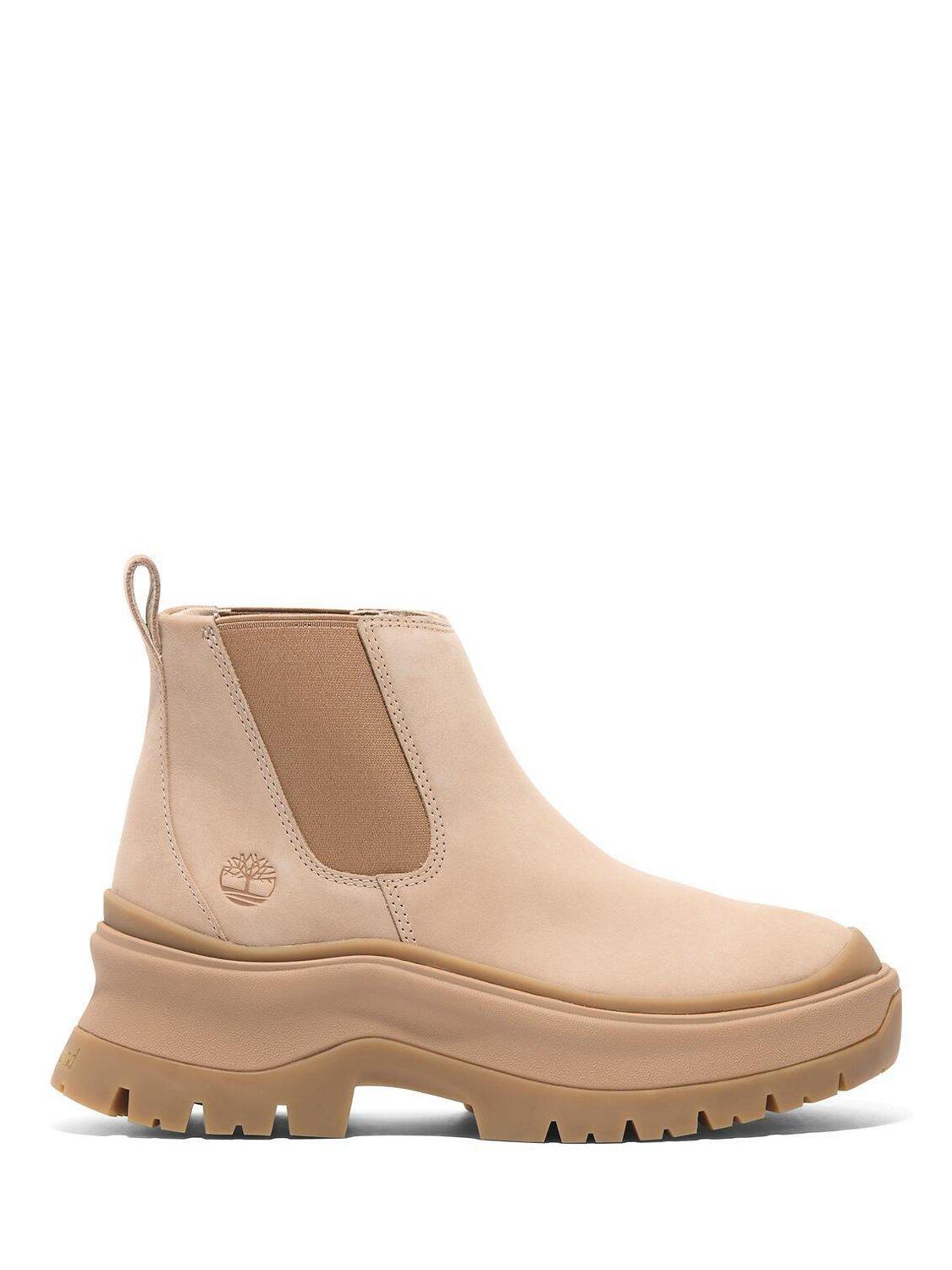 Timberland Roxy Lane Leather Chelsea Ankle Boots Beige