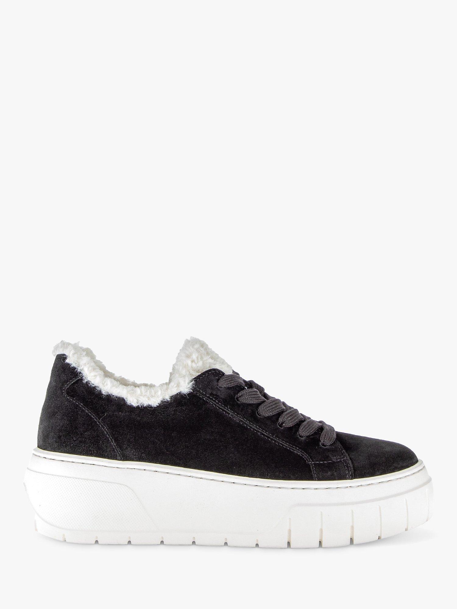 Gabor Romana Suede Fur Trim Chunky Trainers Black