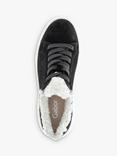 Gabor Romana Suede Fur Trim Chunky Trainers, Black