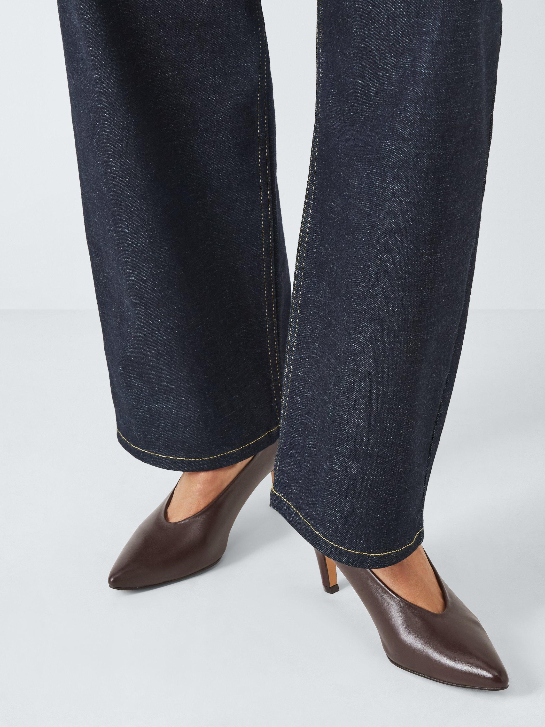 Product image 2 of 6, which shows John Lewis Ammie Leather Curve Heel High Vamp Court Shoes, Chocolate, 3