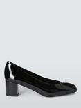 John Lewis Alice Leather Block Heel Square Toe Court Shoes, Black