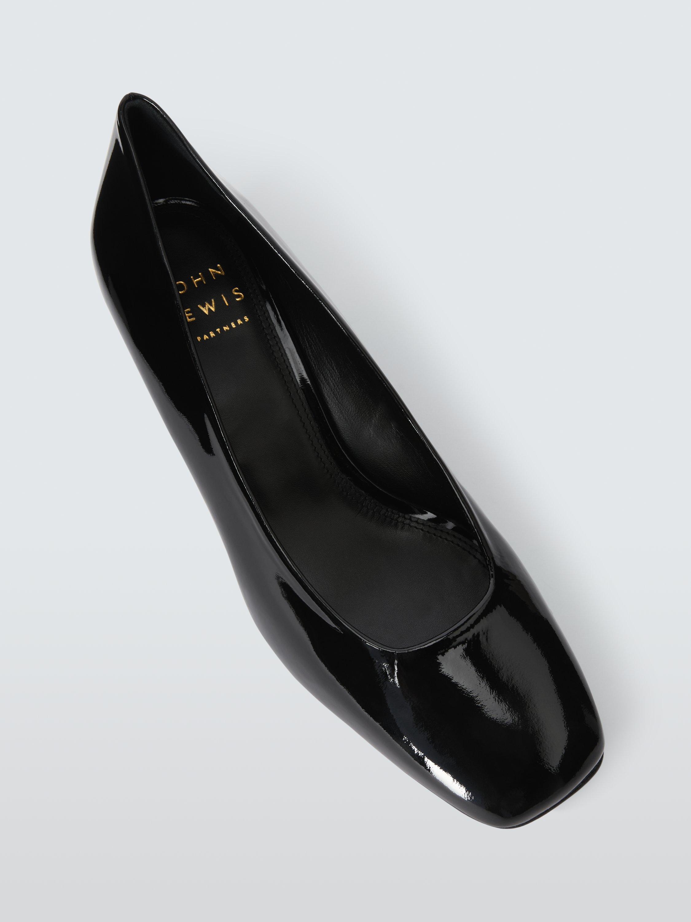 Product image 5 of 6, which shows John Lewis Alice Leather Block Heel Square Toe Court Shoes, Black, 3