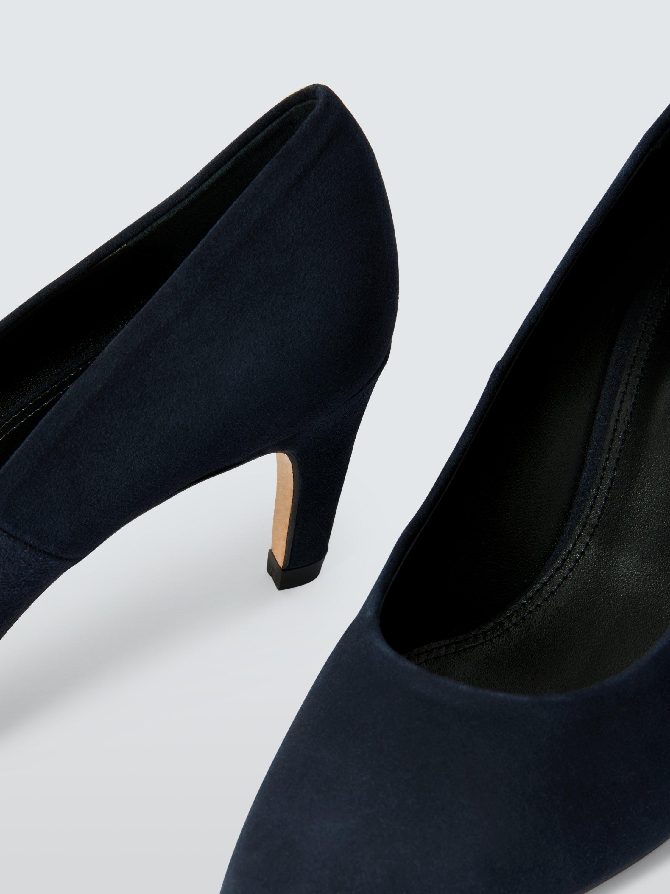 Product image 4 of 6, which shows John Lewis Ava Suede Curve Heel High Vamp Court Shoes, Black, 3