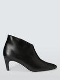 John Lewis Willow Leather Kick Heel Pointed Shoe Boots, Black