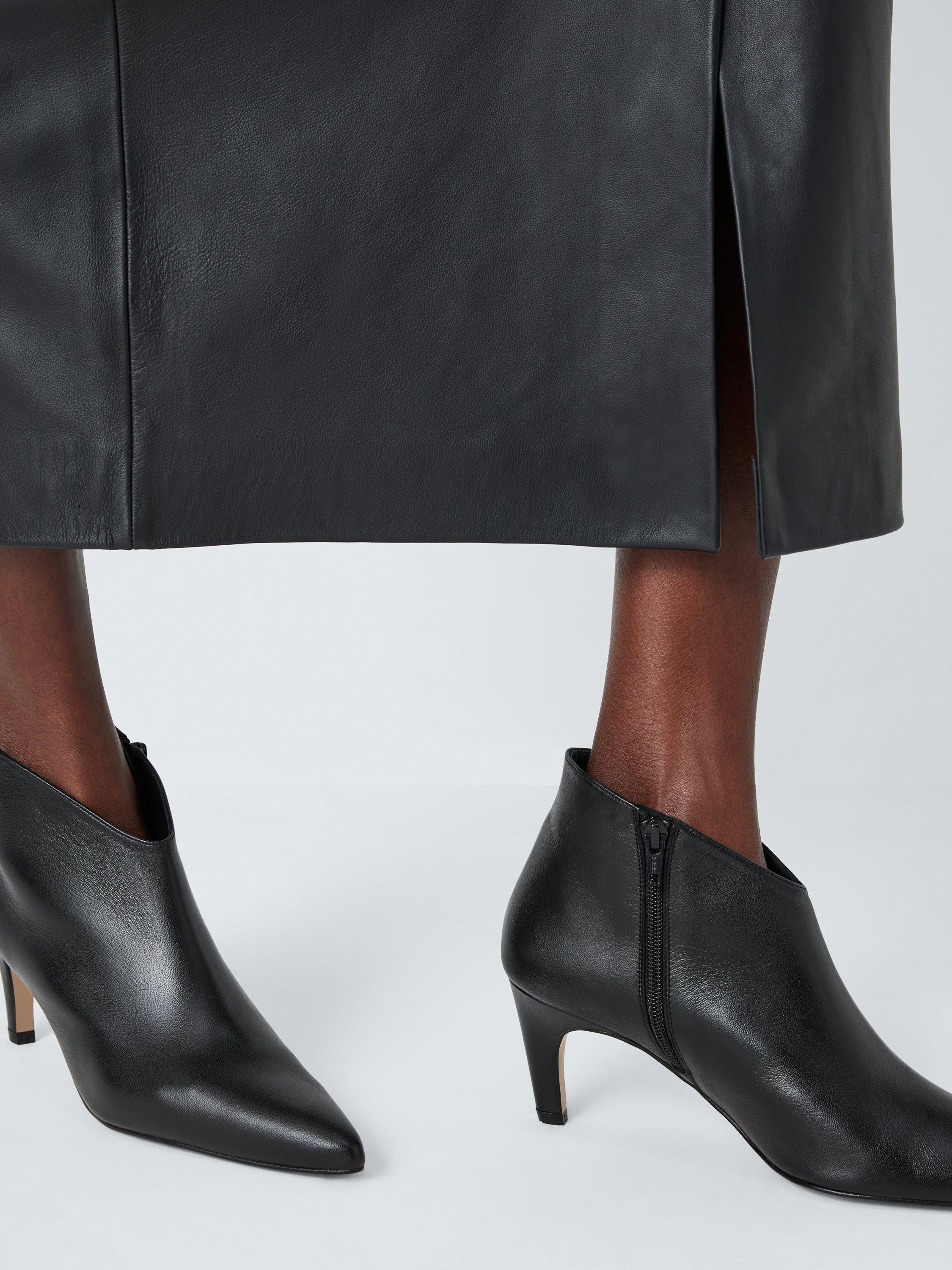 Product image 2 of 6, which shows John Lewis Willow Leather Kick Heel Pointed Shoe Boots, Black, 3